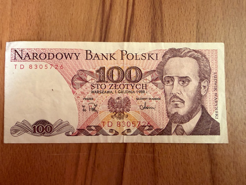 Banknote polen 100 - zloty, 1988