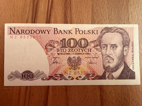Banknote polen 100 - zloty, 1986